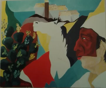 1972-olio-su-tela-60x50-composizione-con-pulcinella