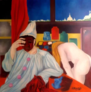 1986-olio-su-tela-100x100-lartista-e-la-modella