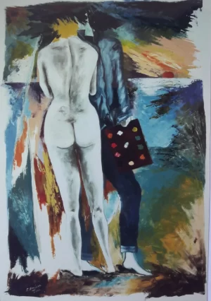 2001-acrilico-su-tela-70x100-il-pittore-e-la-modella