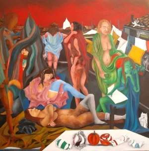 2014-olio-su-tela-dim100x100x4-il-venditore-di-stoffe
